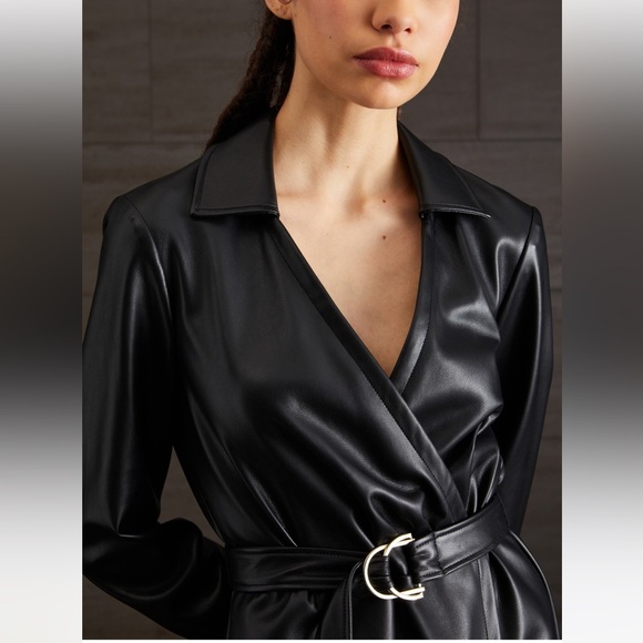 PennyBlack by Max Mara Label-cut ‘Riva’ Faux Leather Dress Size: small US4/6 - Picture 3 of 16